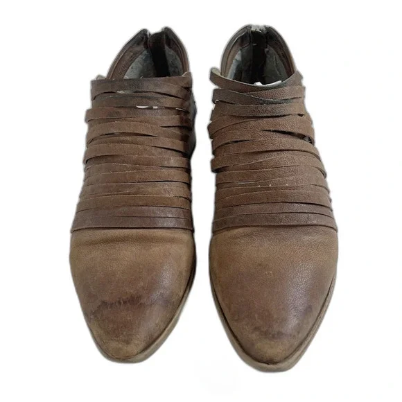 Free People Lost Valley Boot Brown Leather Pointed Toe Ankle Boot Size 10 - Picture 3 of 10